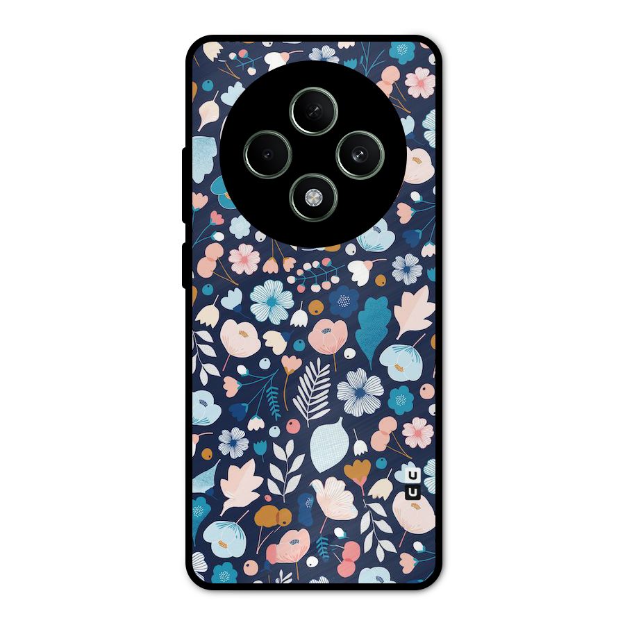 Blue Floral Metal Back Case for Oppo F27