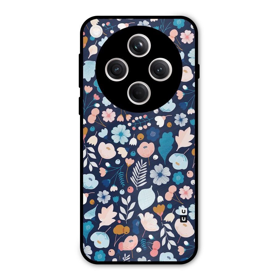 Blue Floral Metal Back Case for Oppo Find X8