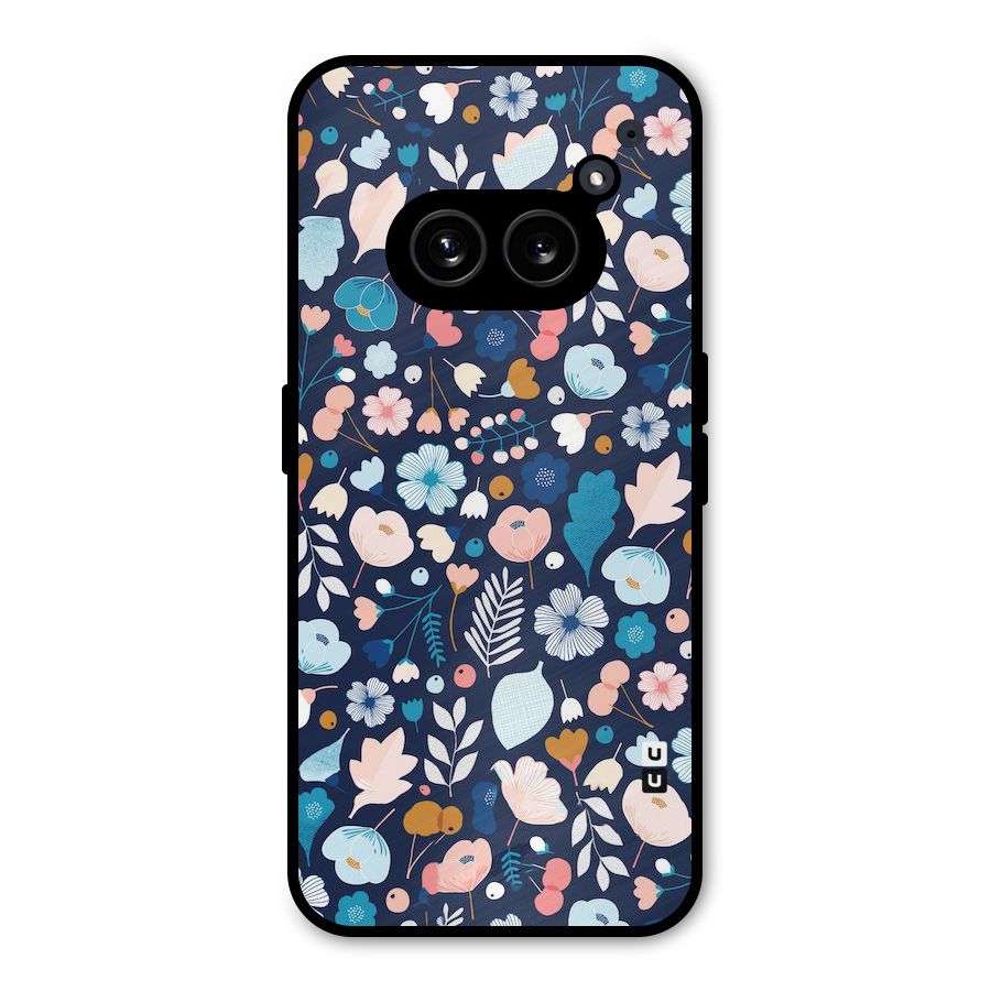 Blue Floral Metal Back Case for Nothing Phone 2a