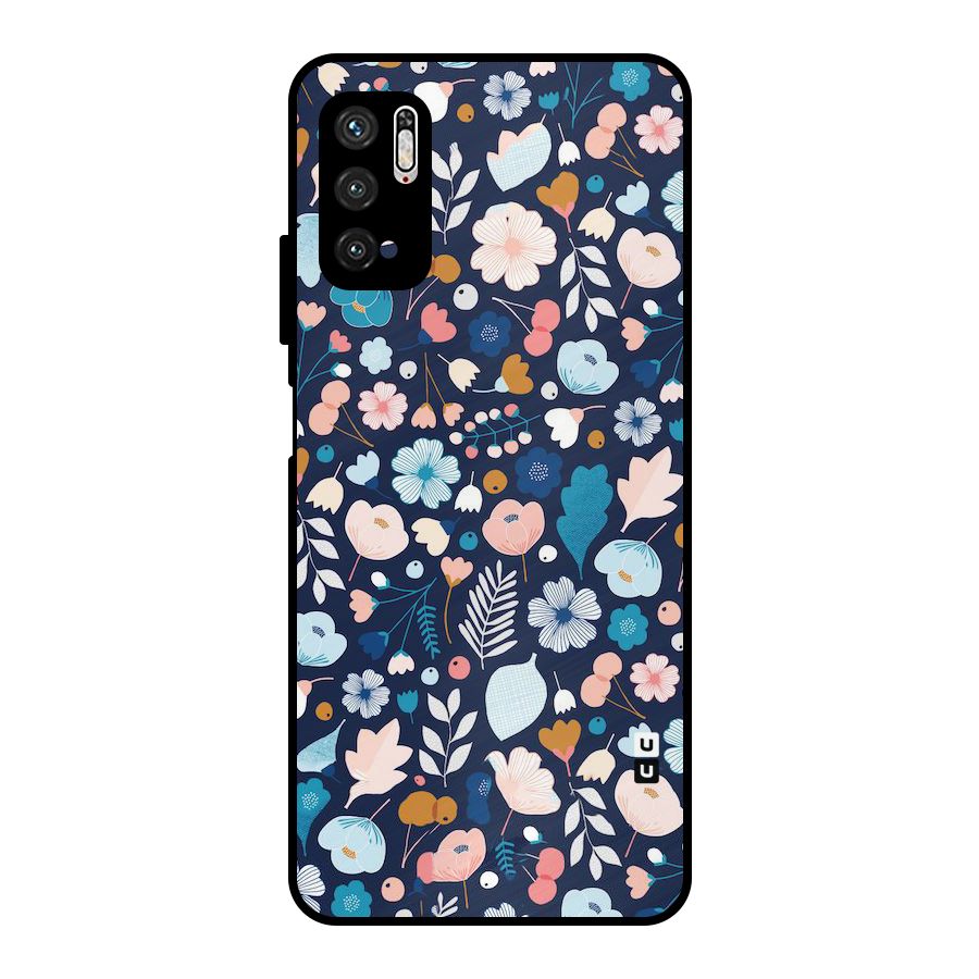 Blue Floral Metal Back Case for Poco M3 Pro 5G