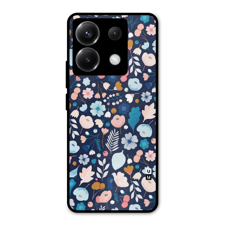 Blue Floral Metal Back Case for Poco X6