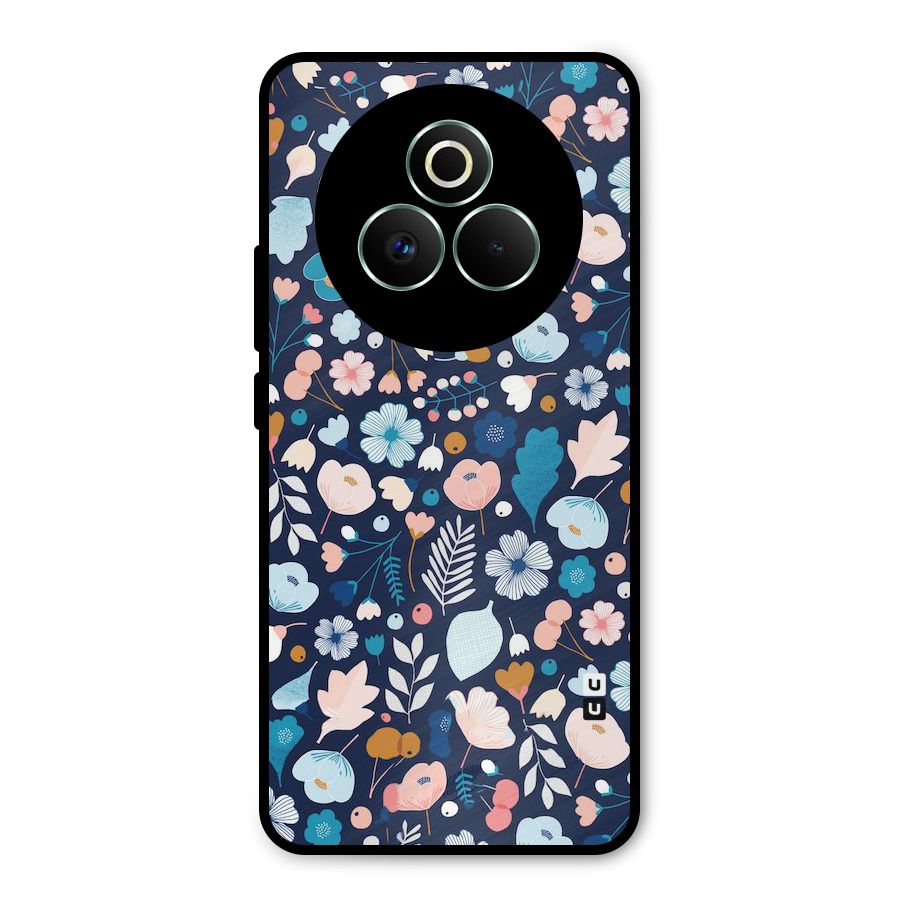 Blue Floral Metal Back Case for Realme P3 Pro