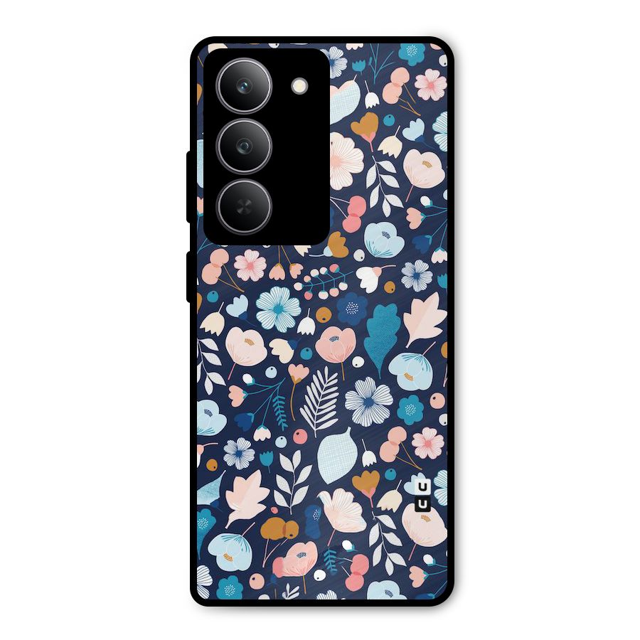 Blue Floral Metal Back Case for Realme P3x