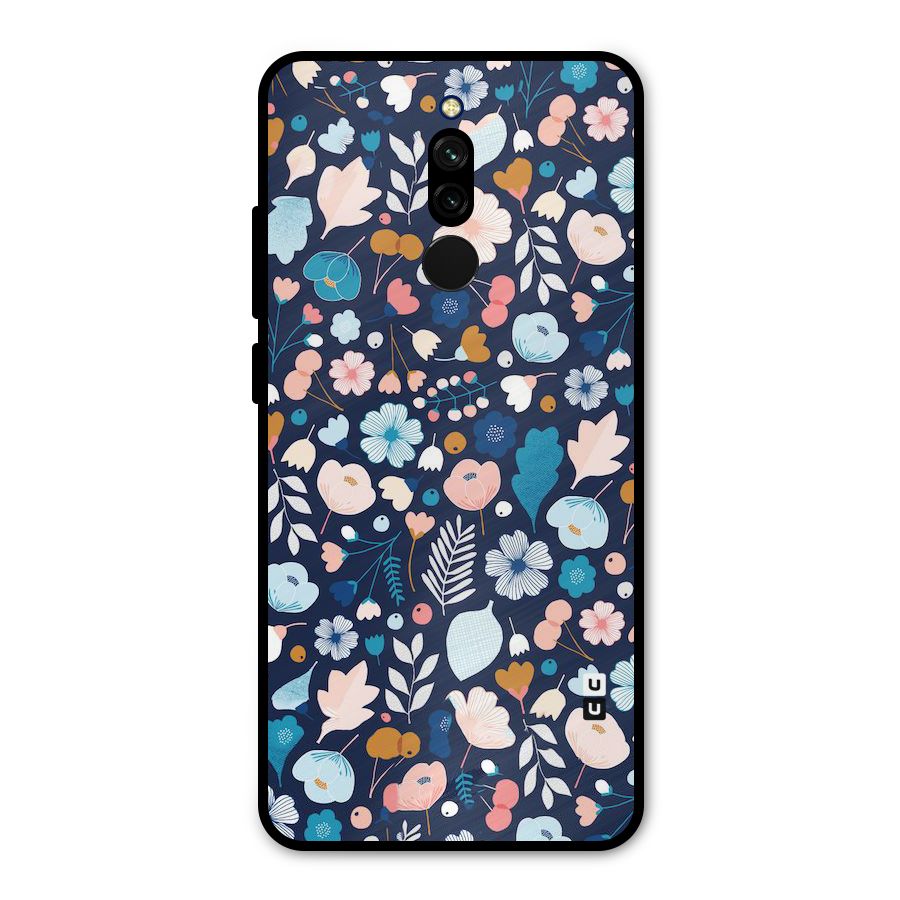 Blue Floral Metal Back Case for Redmi 8