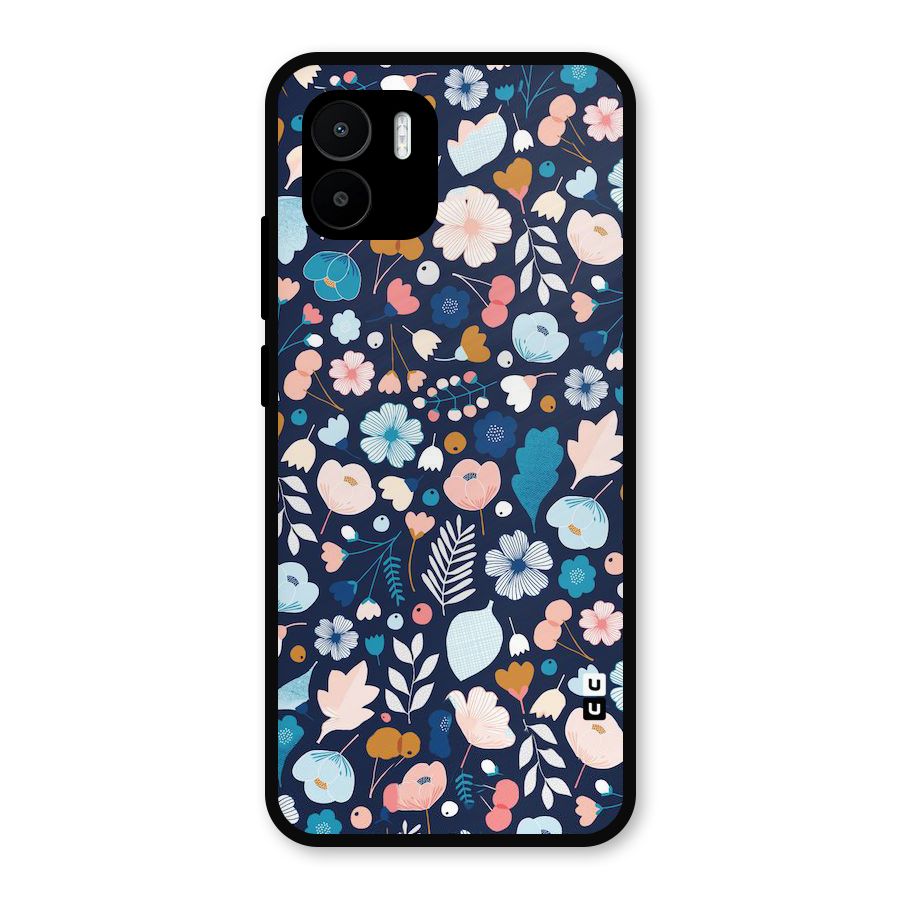 Blue Floral Metal Back Case for Redmi A2