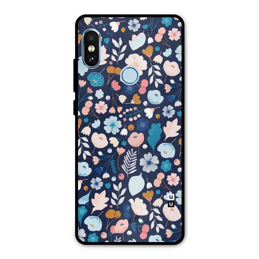 Blue Floral Metal Back Case for Redmi Note 5 Pro