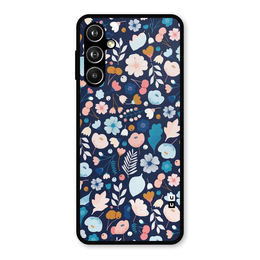 Blue Floral Metal Back Case for Samsung Galaxy M54