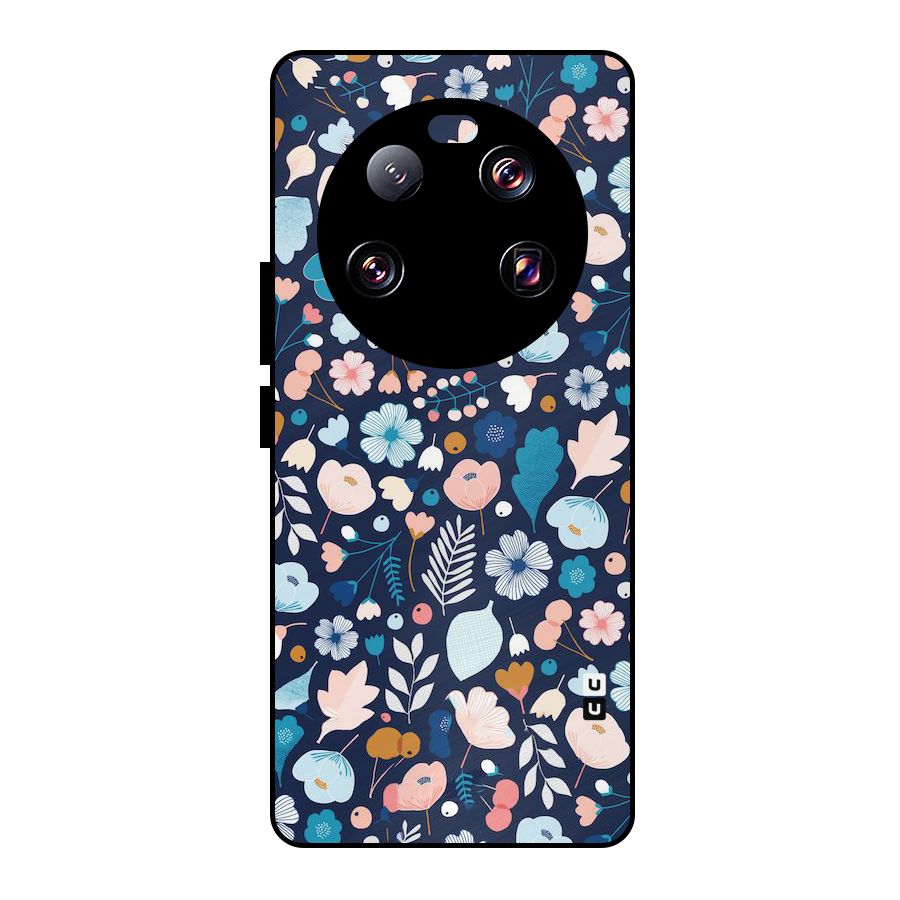 Blue Floral Metal Back Case for Xiaomi 13 Ultra