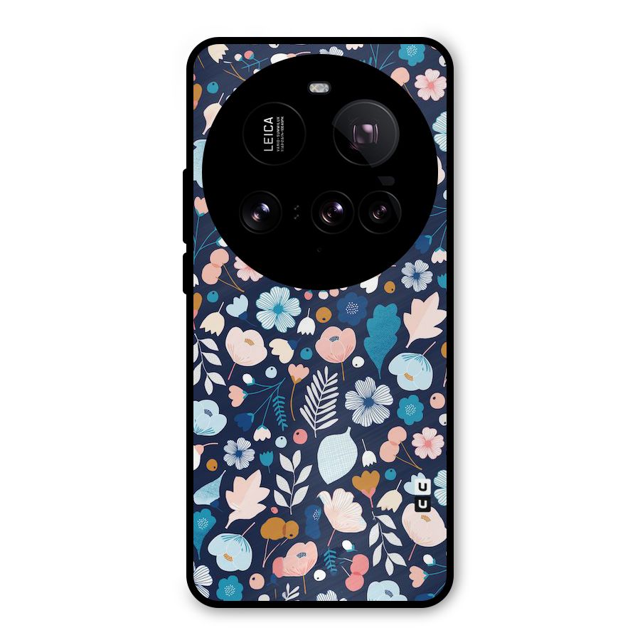 Blue Floral Metal Back Case for Xiaomi 15 Ultra