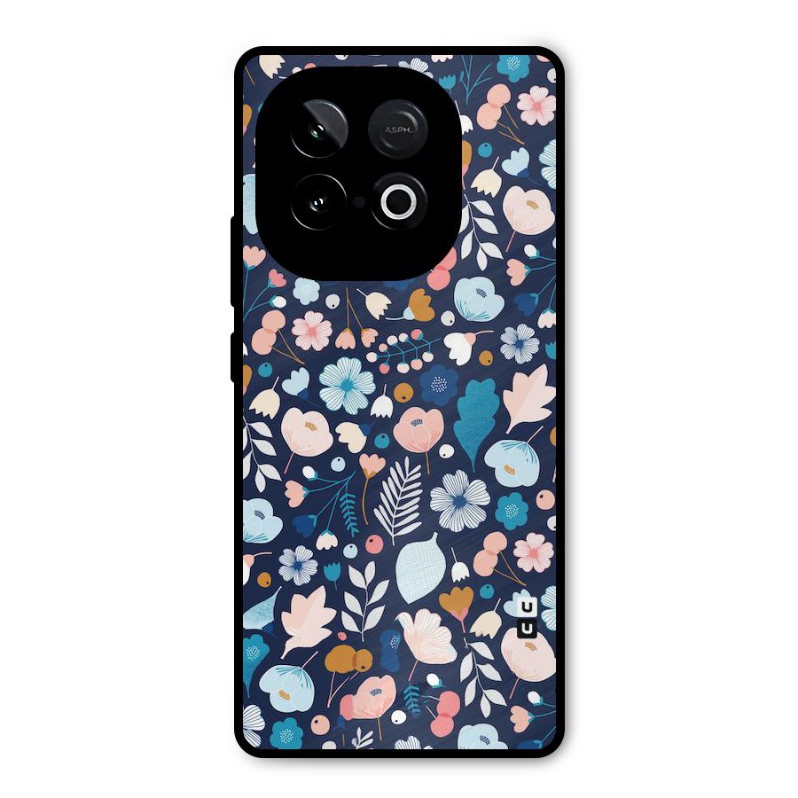 Blue Floral Metal Back Case for iQOO Neo 10