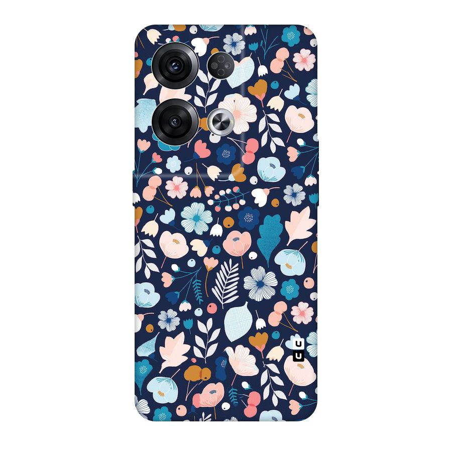 Blue Floral Original Polycarbonate Back Case for Oppo Reno8 Pro 5G