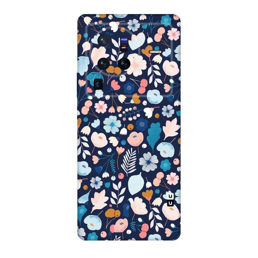 Blue Floral Original Polycarbonate Back Case for Vivo X80