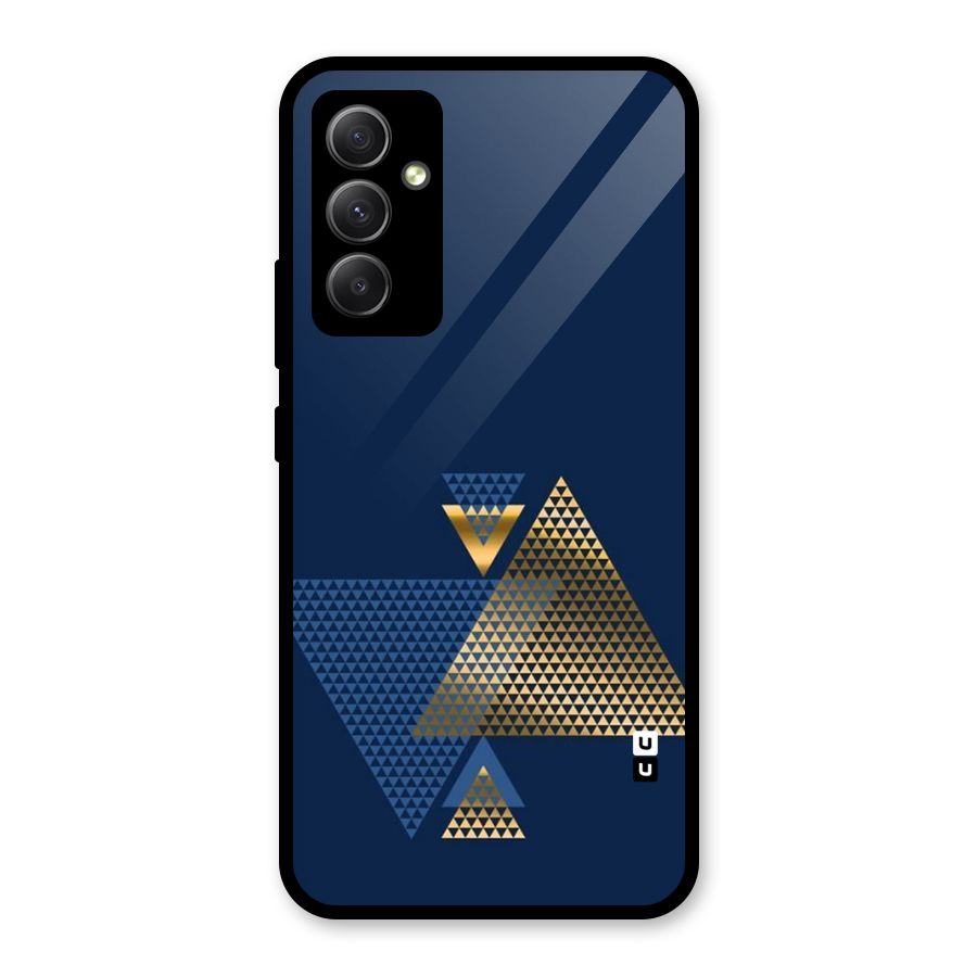 Blue Gold Triangles Glass Back Case for Galaxy A34