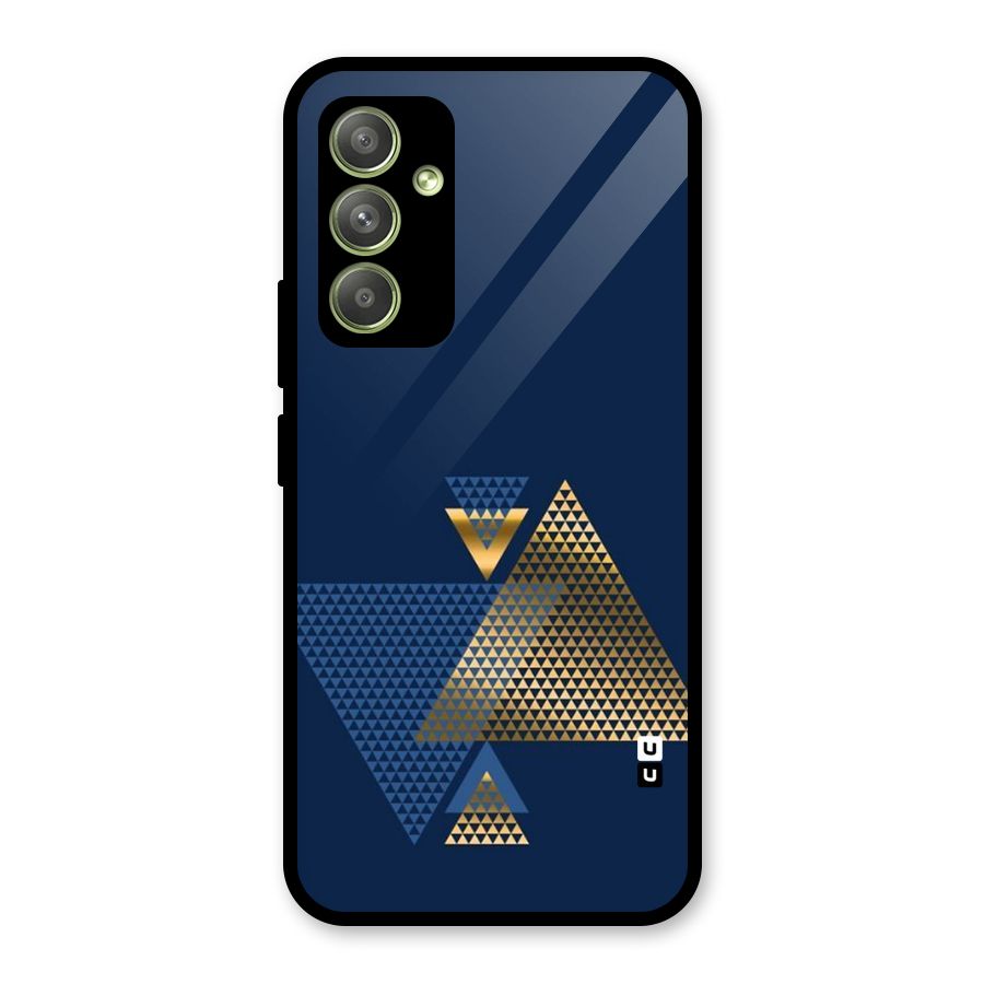 Blue Gold Triangles Glass Back Case for Galaxy A54