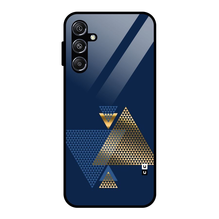 Blue Gold Triangles Glass Back Case for Galaxy M34 5G
