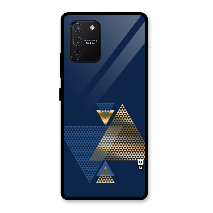 Blue Gold Triangles Glass Back Case for Galaxy S10 Lite