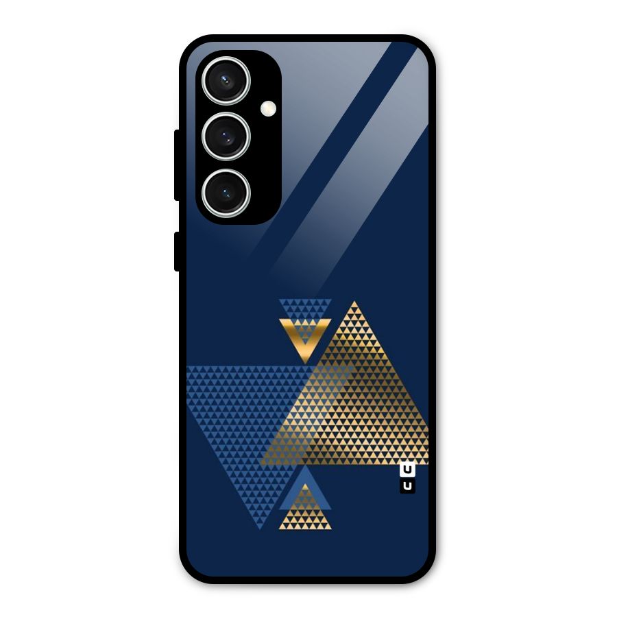 Blue Gold Triangles Glass Back Case for Galaxy S23 FE