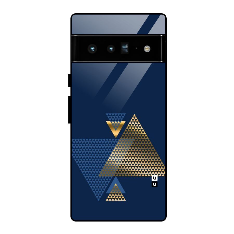 Blue Gold Triangles Glass Back Case for Google Pixel 6 Pro
