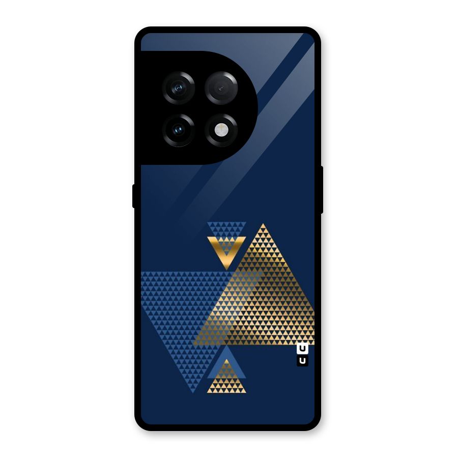 Blue Gold Triangles Glass Back Case for OnePlus 11R