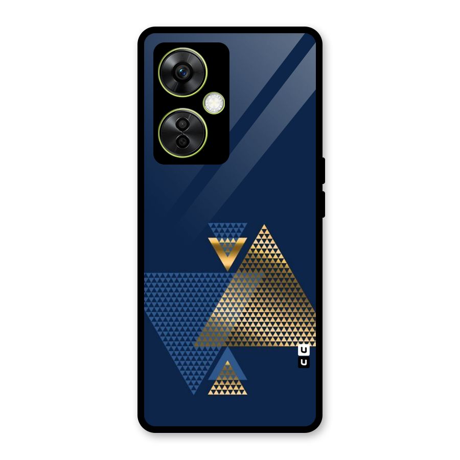 Blue Gold Triangles Glass Back Case for OnePlus Nord CE 3 Lite