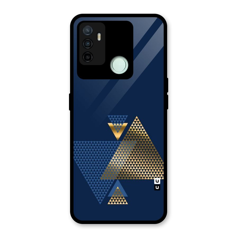 Blue Gold Triangles Glass Back Case for Oppo A53