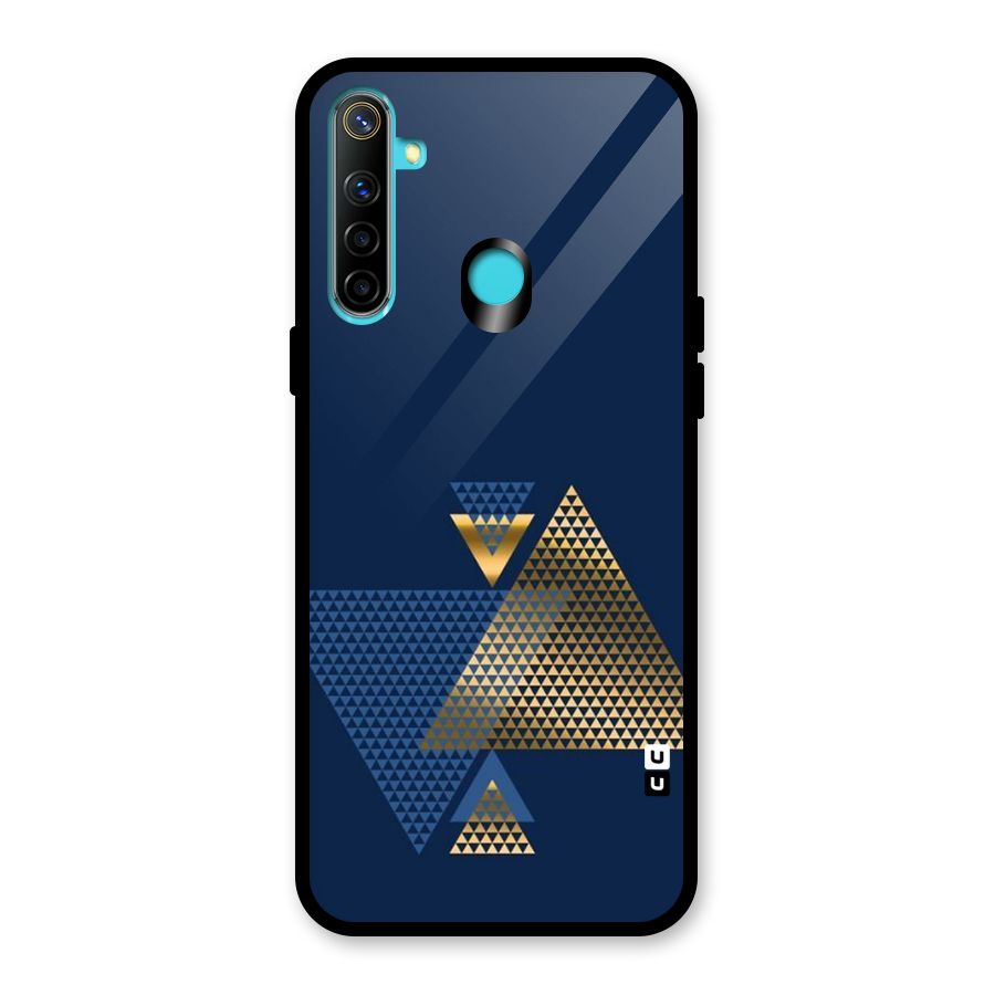 Blue Gold Triangles Glass Back Case for Realme 5