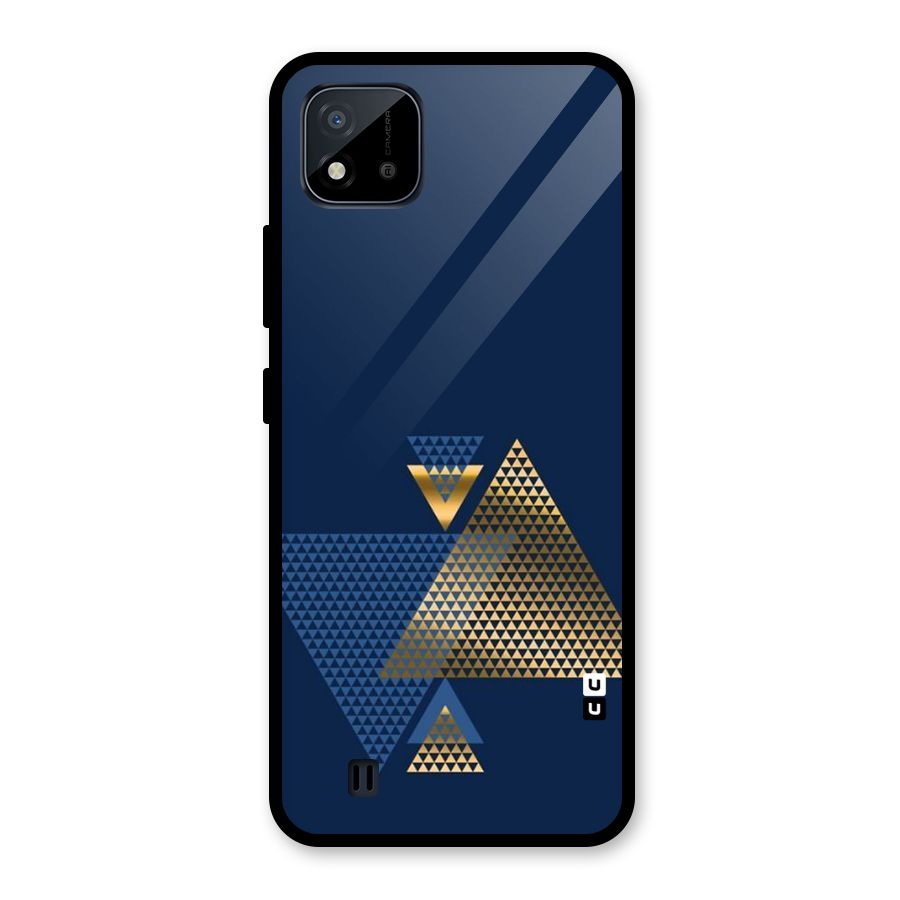 Blue Gold Triangles Glass Back Case for Realme C11 2021