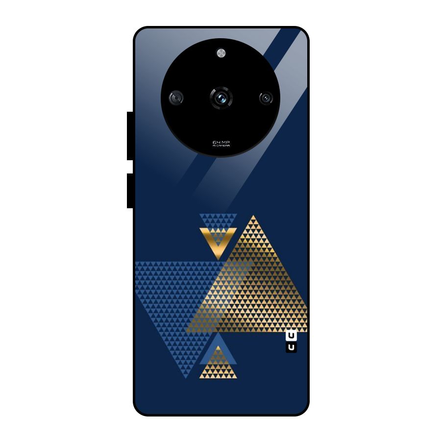 Blue Gold Triangles Glass Back Case for Realme Narzo 60 5G
