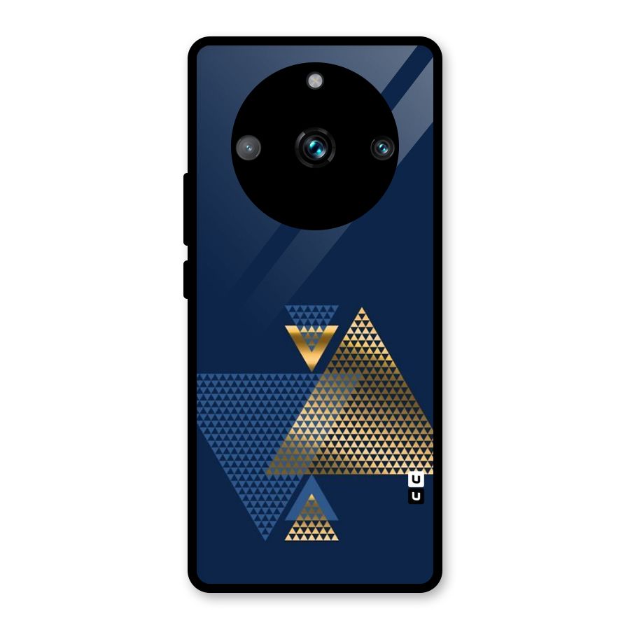 Blue Gold Triangles Glass Back Case for Realme Narzo 60 Pro