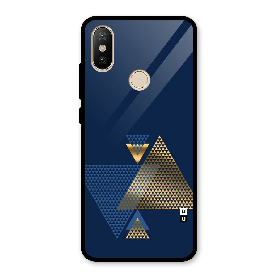 Blue Gold Triangles Glass Back Case for Redmi A2