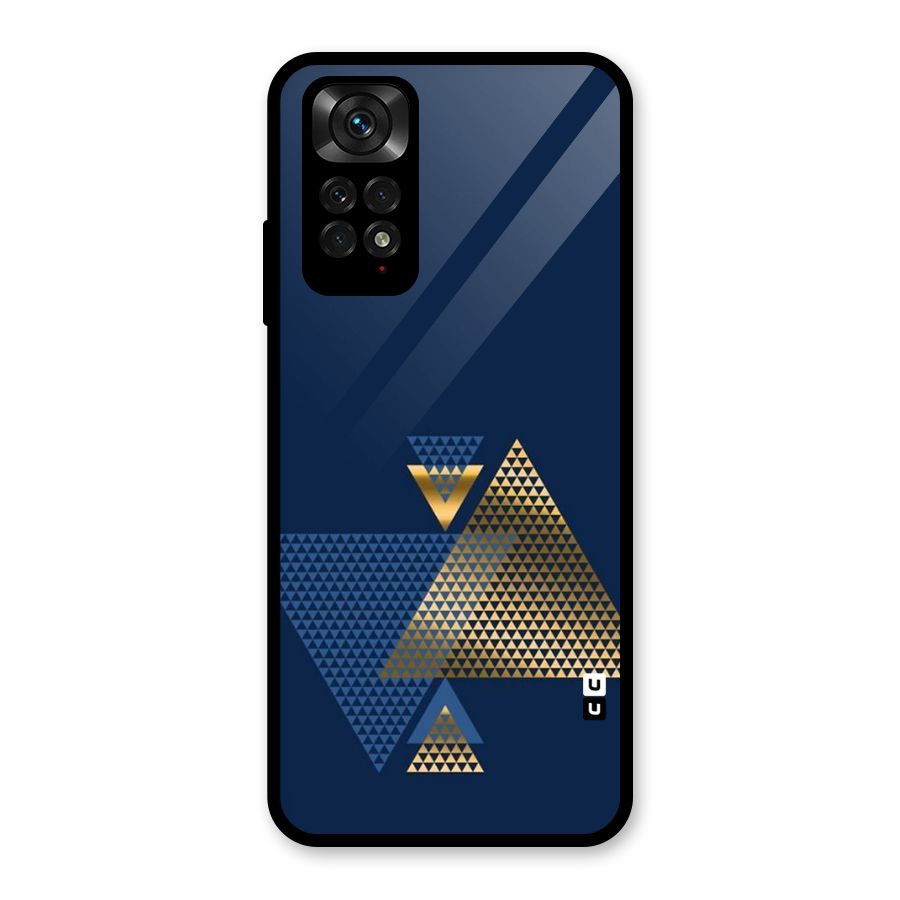 Blue Gold Triangles Glass Back Case for Redmi Note 11S