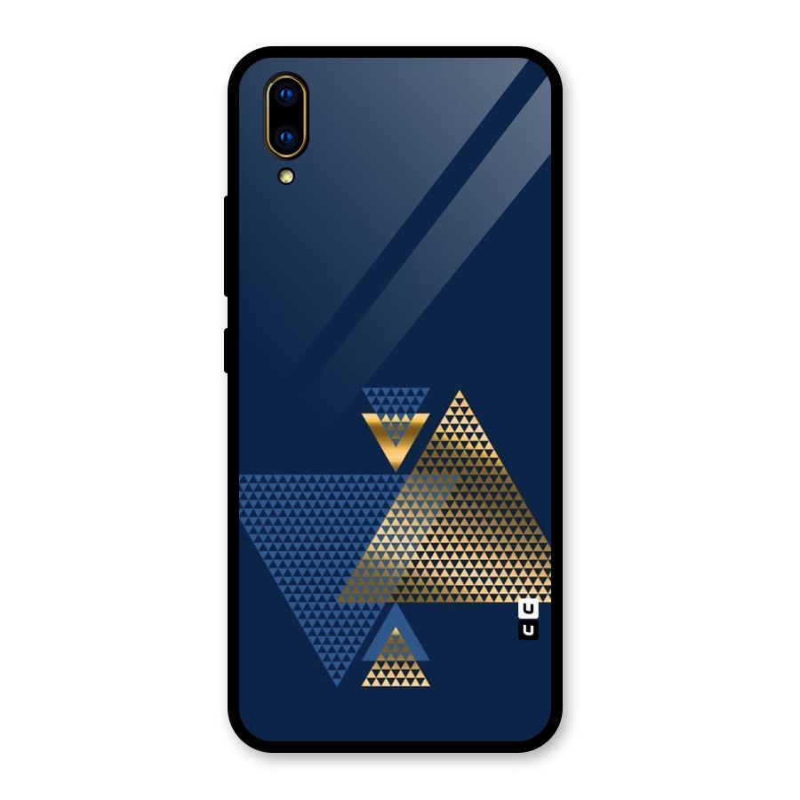 Blue Gold Triangles Glass Back Case for Vivo V11 Pro