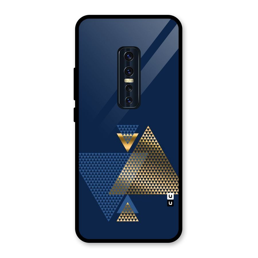 Blue Gold Triangles Glass Back Case for Vivo V17 Pro