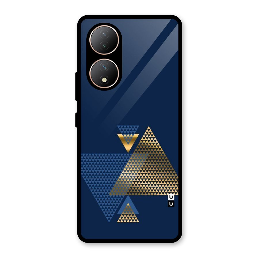 Blue Gold Triangles Glass Back Case for Vivo Y100A