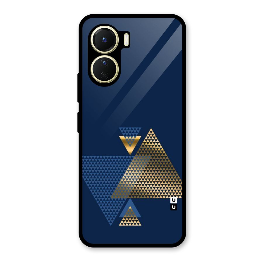 Blue Gold Triangles Glass Back Case for Vivo Y16