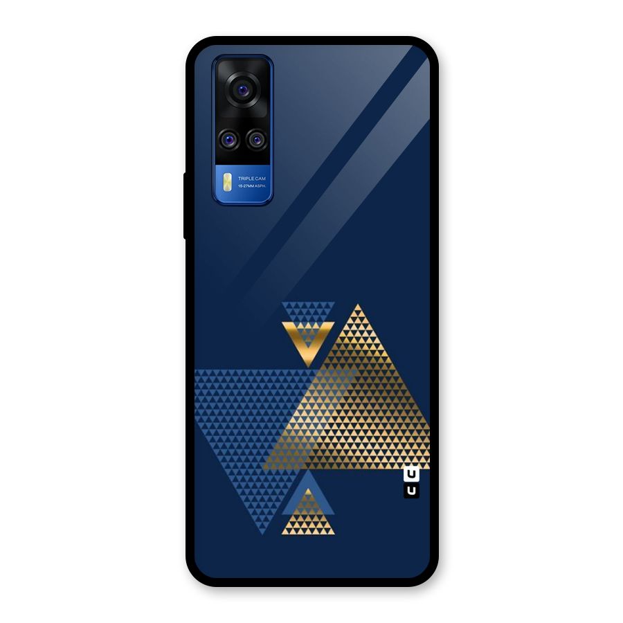 Blue Gold Triangles Glass Back Case for Vivo Y31