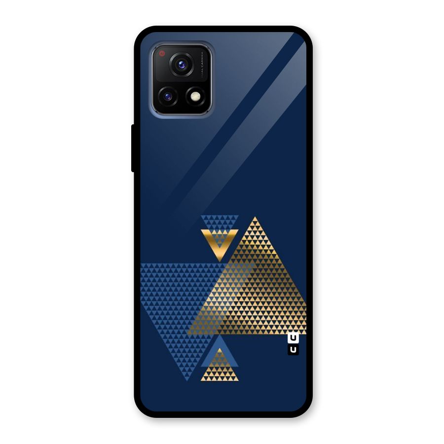 Blue Gold Triangles Glass Back Case for Vivo Y72 5G
