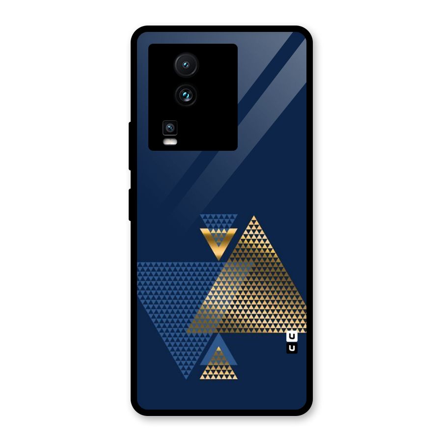 Blue Gold Triangles Glass Back Case for Vivo iQOO Neo 7 Pro