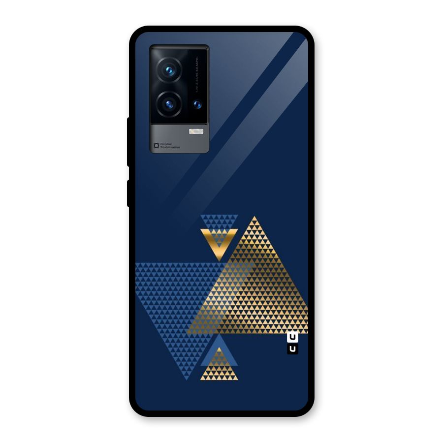 Blue Gold Triangles Glass Back Case for iQOO 9 5G