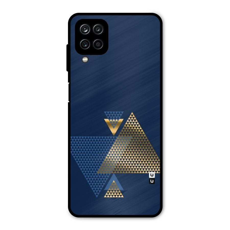 Blue Gold Triangles Metal Back Case for Galaxy A12