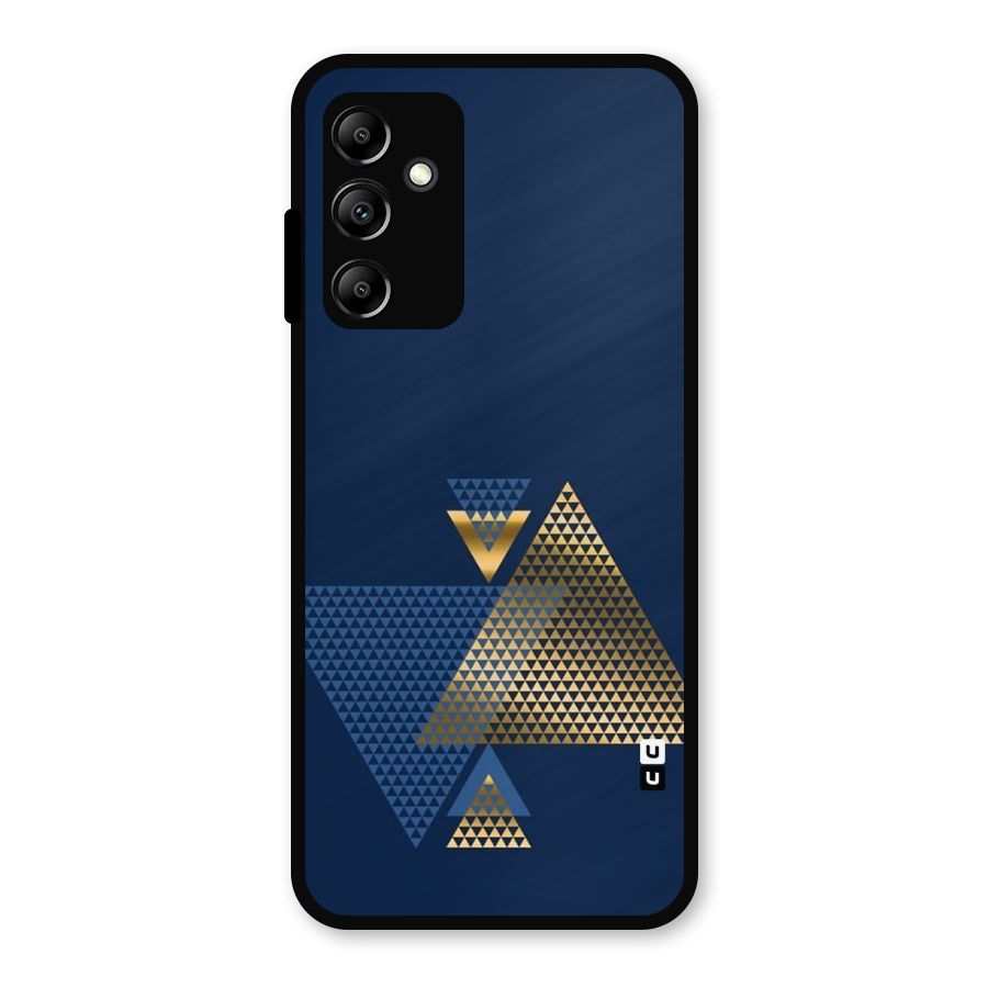 Blue Gold Triangles Metal Back Case for Galaxy A14 5G
