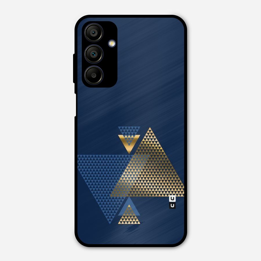 Blue Gold Triangles Metal Back Case for Galaxy A15 5G