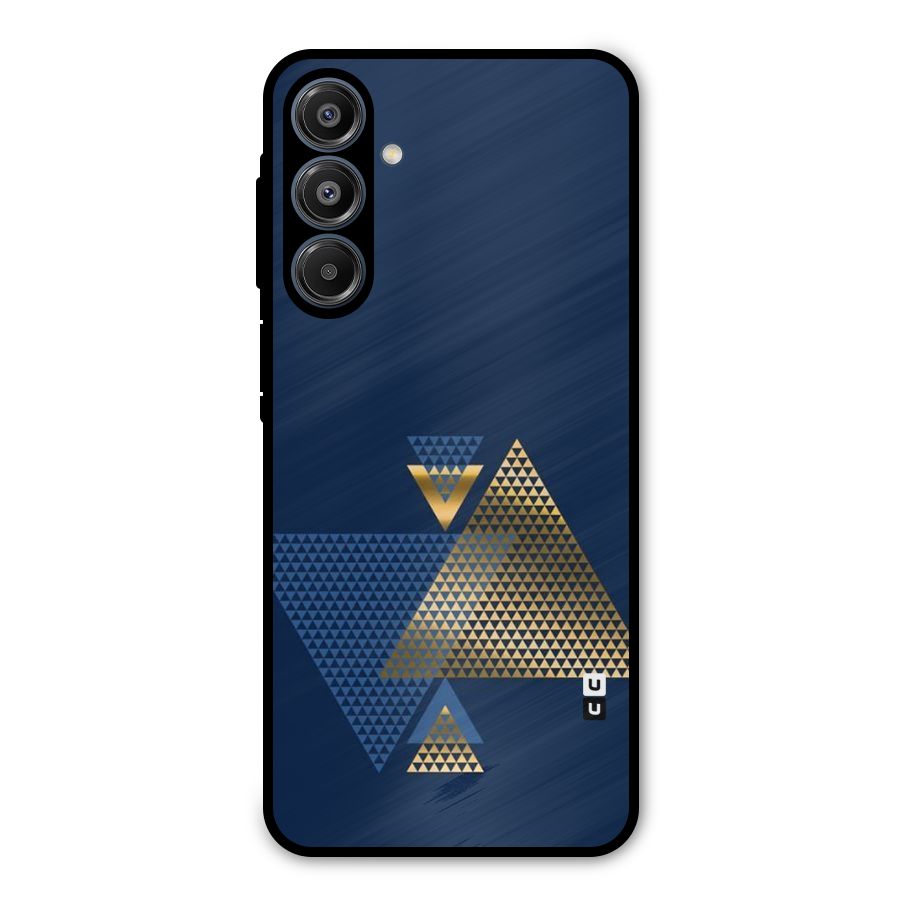Blue Gold Triangles Metal Back Case for Galaxy A16 5G