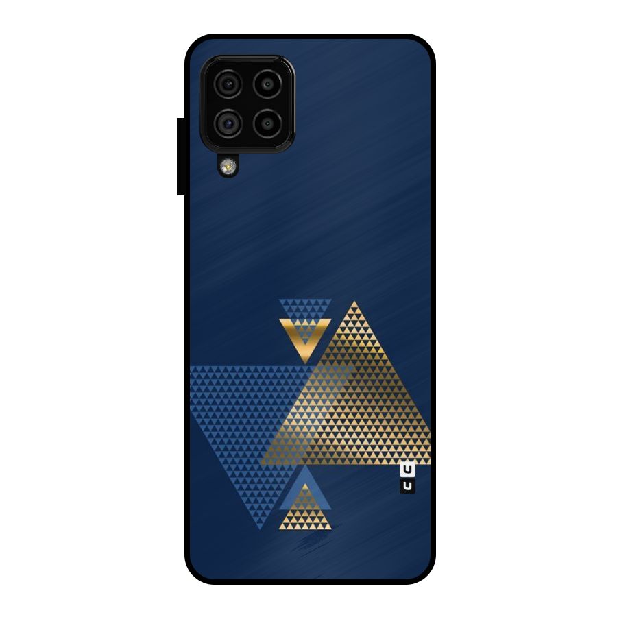 Blue Gold Triangles Metal Back Case for Galaxy A22 4G