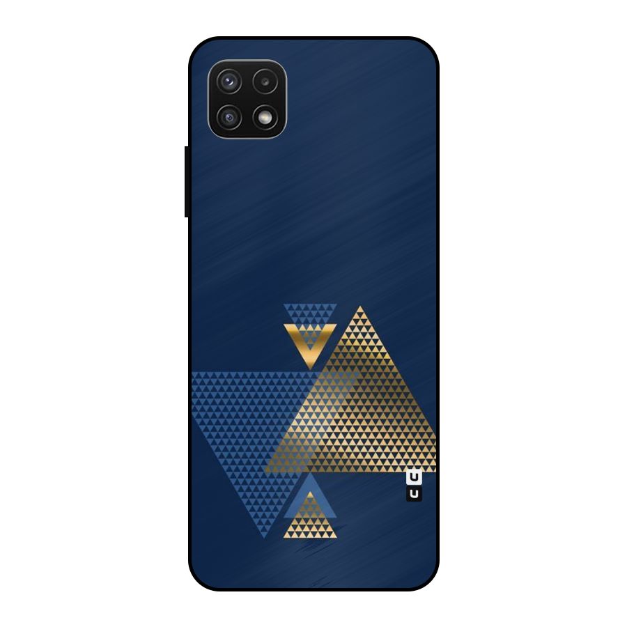 Blue Gold Triangles Metal Back Case for Galaxy A22 5G
