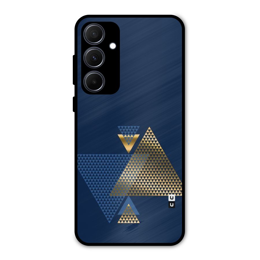 Blue Gold Triangles Metal Back Case for Galaxy A35