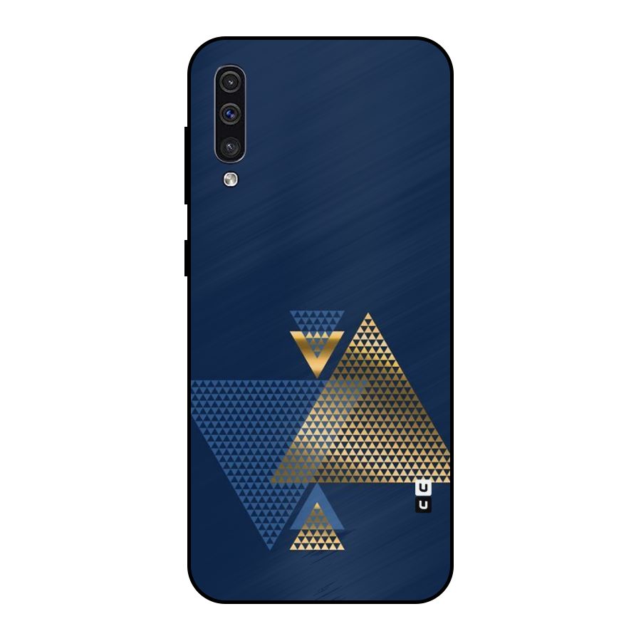 Blue Gold Triangles Metal Back Case for Galaxy A50s