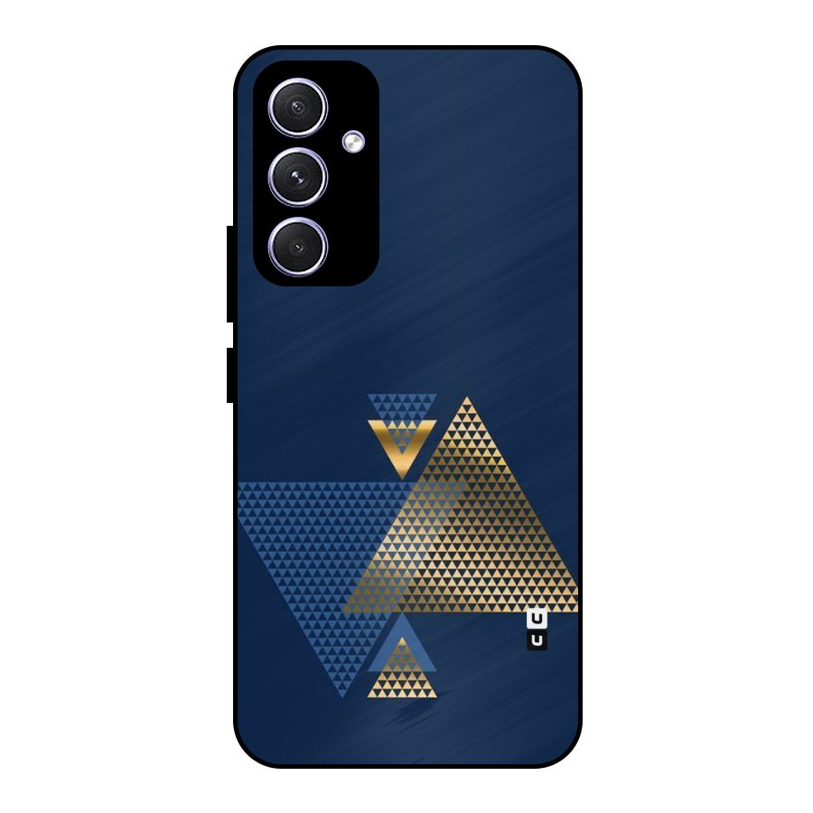 Blue Gold Triangles Metal Back Case for Galaxy A54