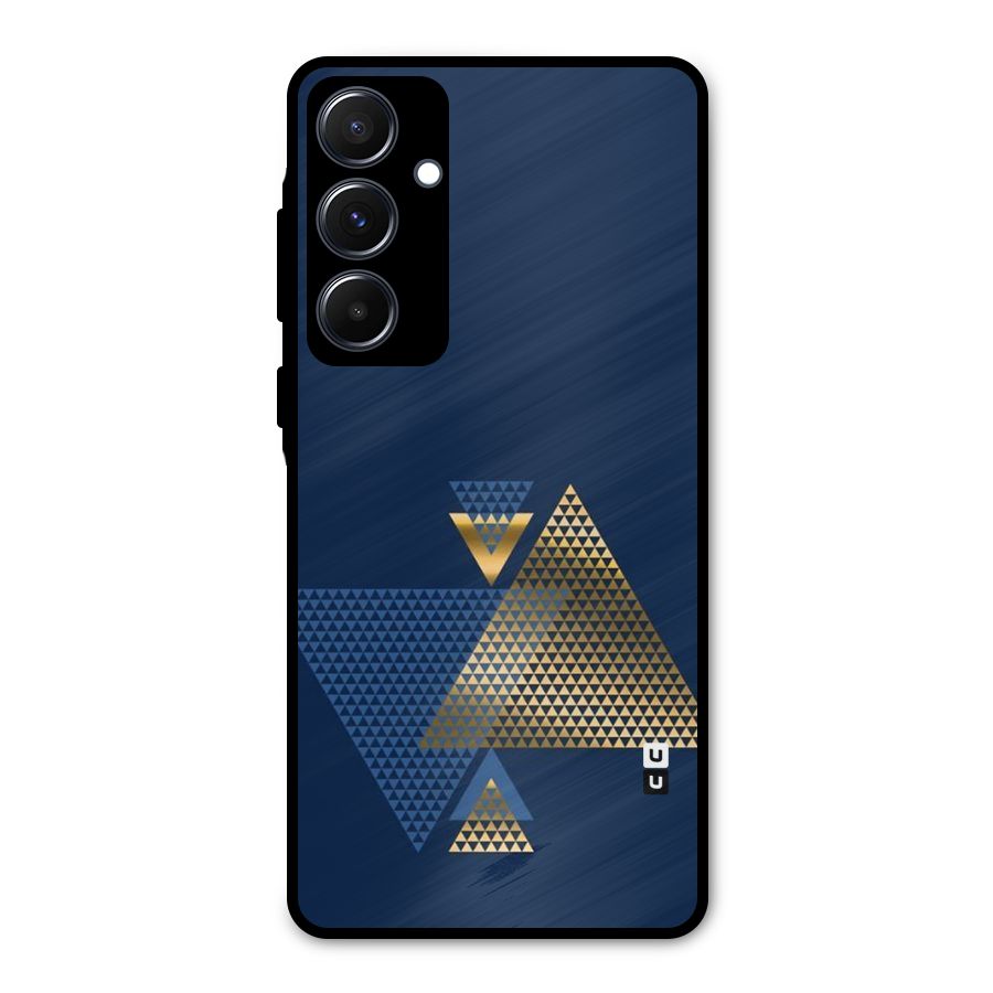 Blue Gold Triangles Metal Back Case for Galaxy A55