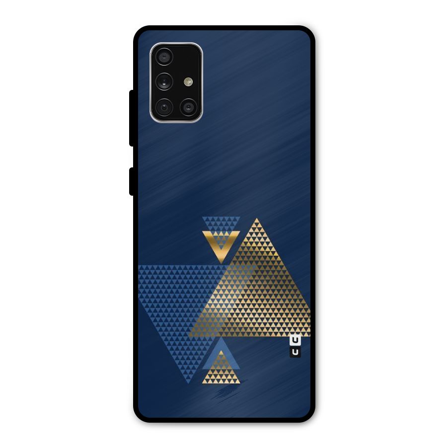 Blue Gold Triangles Metal Back Case for Galaxy A71